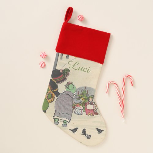 Personalized French Snow Girls Christmas Stocking