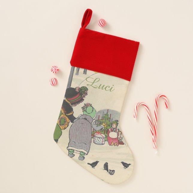 Personalized French Snow Girls Christmas Stocking (Front)