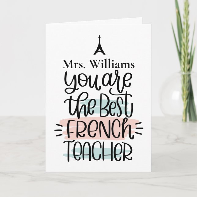Personalized French Teacher Thank You Card (Front)