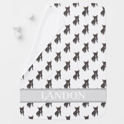 Personalized Frenchie Black Brindle Baby Blanket