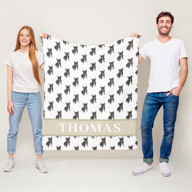 Personalized Frenchie (Black Brindle) Baby Blanket (In Situ)