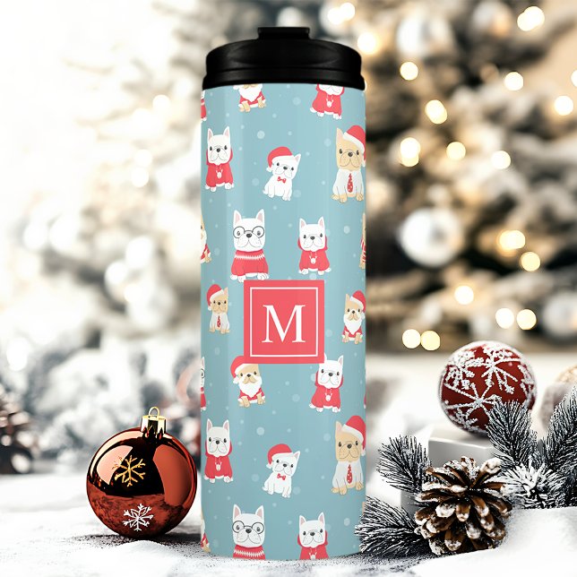 Personalized Frenchie Christmas Thermal Tumbler (Creator Uploaded)