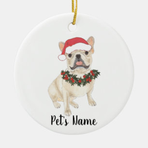 Personalized Frenchie (Fawn Tan Cream) Ceramic Ornament