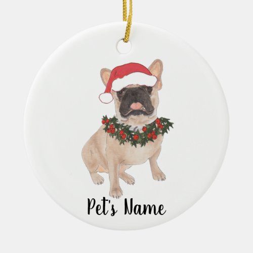 Personalized Frenchie Masked Ceramic Ornament