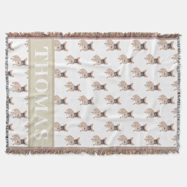 Personalized Frenchie (Masked)  Throw Blanket (Front)