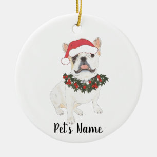 Personalized Frenchie (White Pied) Ceramic Ornament