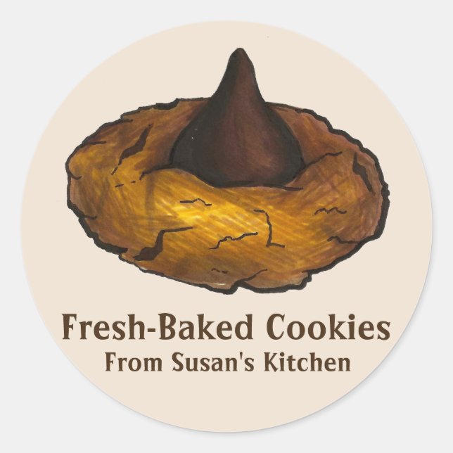 Personalized Fresh-Baked Peanut Butter Cookie Classic Round Sticker (Front)