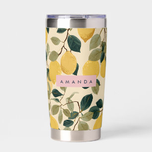 Personalized Fresh Lemon Botanical Design Insulated Tumbler