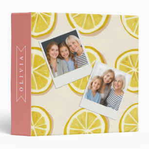 Personalized Fresh Lemon Slice Pattern Bright 3 Ring Binder