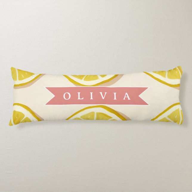 Personalized Fresh Lemon Slice Pattern Bright Body Pillow (Front)