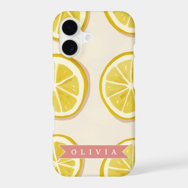 Personalized Fresh Lemon Slice Pattern Bright Case-Mate iPhone Case (Back)