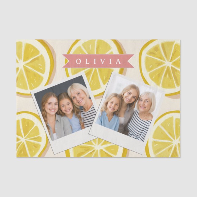 Personalized Fresh Lemon Slice Pattern Bright Tissue Paper (Front)