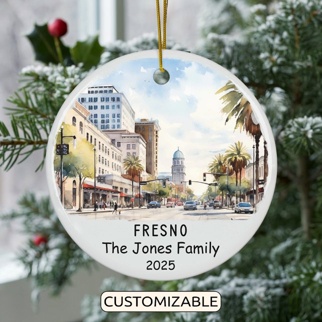Personalized Fresno Ornament, California Ceramic Ornament (Creator Uploaded)