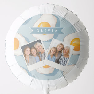 Personalized Fried Egg Pattern Fun Blue Funny Balloon