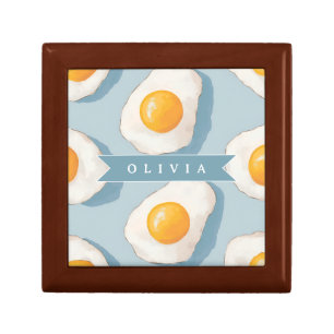 Personalized Fried Egg Pattern Fun Blue Funny  Gift Box