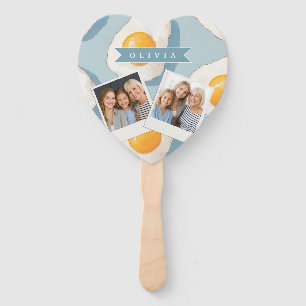 Personalized Fried Egg Pattern Fun Blue Funny Hand Fan
