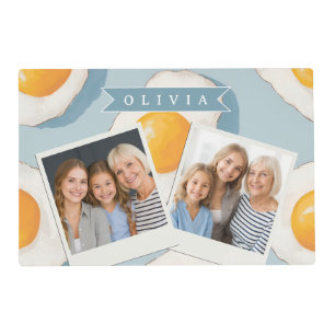 Personalized Fried Egg Pattern Fun Blue Funny Placemat