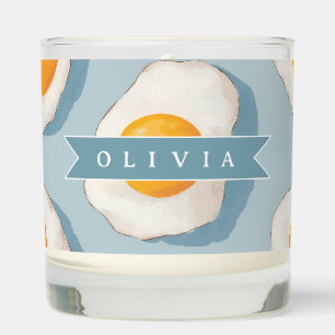 Personalized Fried Egg Pattern Fun Blue Funny Scented Candle
