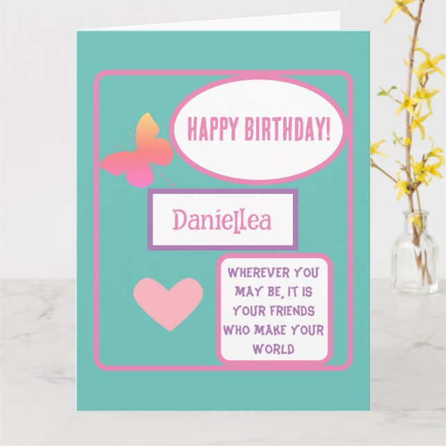 Personalized Friend Birthday Card With Name (Yellow Flower)