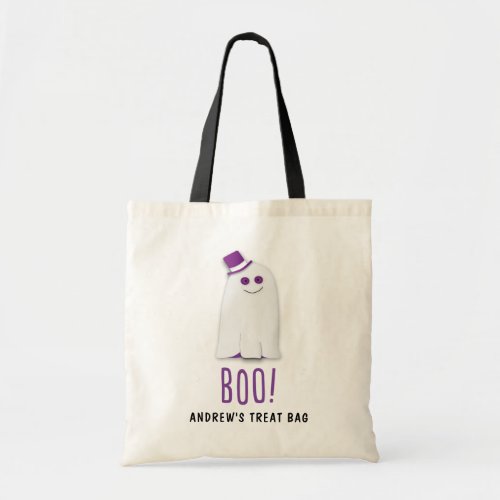 Personalized Friendly Ghost Boo Halloween Treats Tote Bag