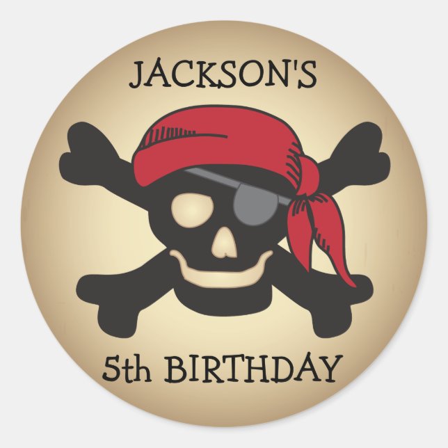 Personalized Friendly Pirate Skull Sticker (Front)