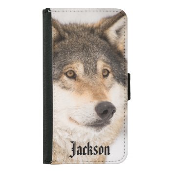 Personalized Friendly Wolf Face Samsung Galaxy S5 Wallet Case by Nordic_designs at Zazzle