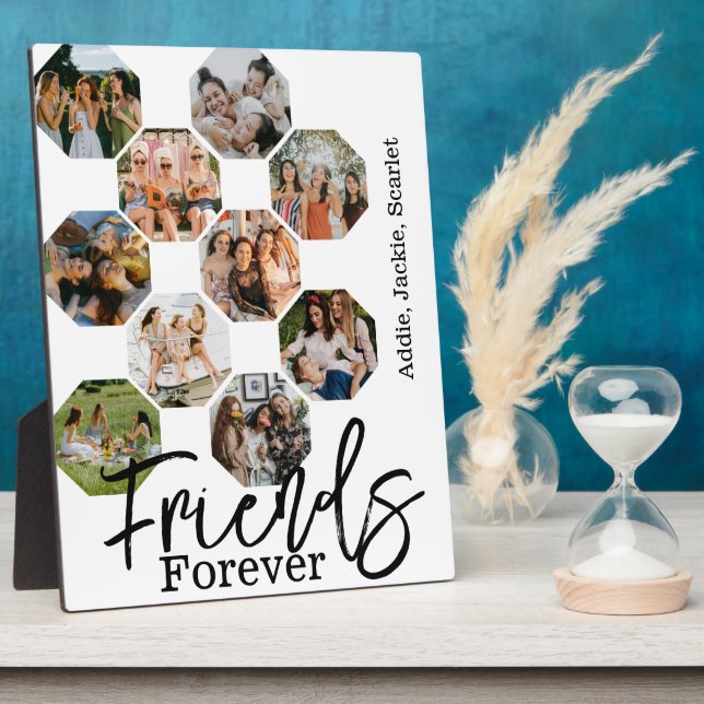 Personalized Friends Forever name 10 photo collage Plaque (Side)