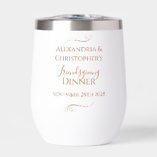 Personalized Friendsgiving Dinner Party Minimal Thermal Wine Tumbler