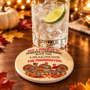Personalized Friendsgiving Sandstone Coaster with 