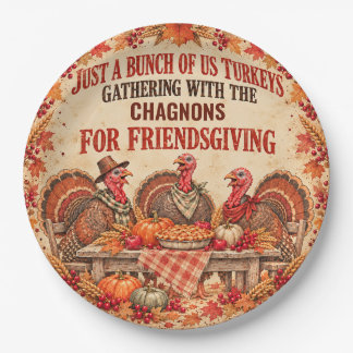 Personalized Friendsgiving Turkey Paper Dinner Pla Plates