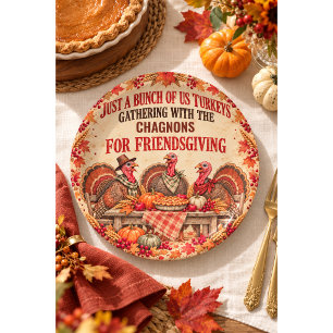 Personalized Friendsgiving Turkey Paper Dinner Pla Plates