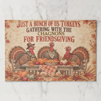 Personalized Friendsgiving Turkey Paper Placemat, Pad