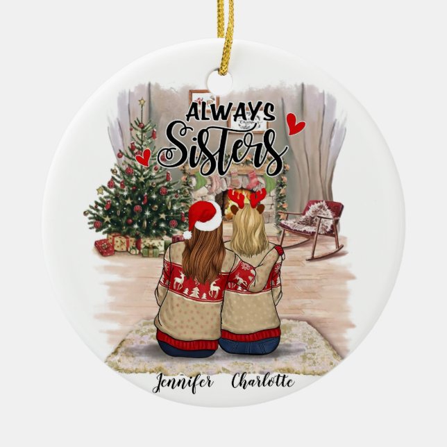 Personalized Friendship Ornaments for Sisters (Front)