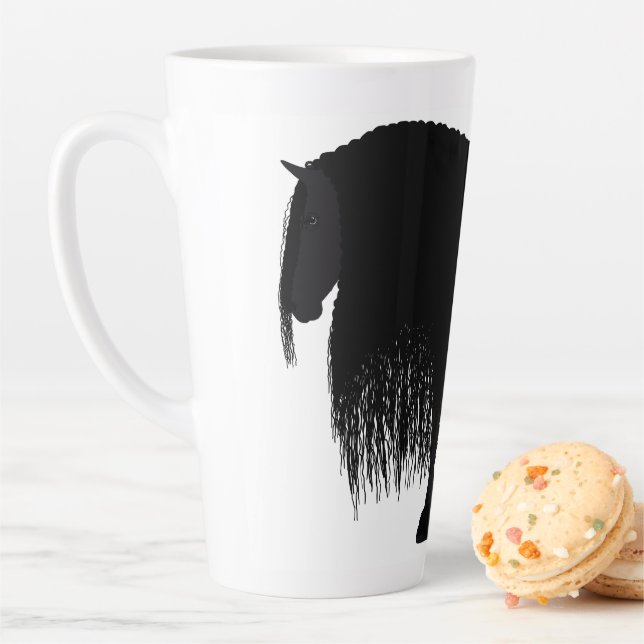 Personalized Friesian Horse Illustration Latte Mug (In Situ)