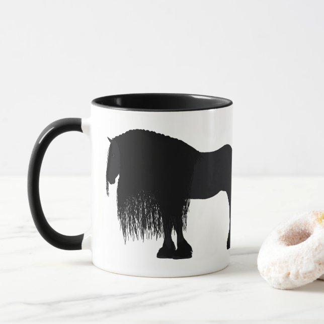 Personalized Friesian Horse Illustration Mug (With Donut)