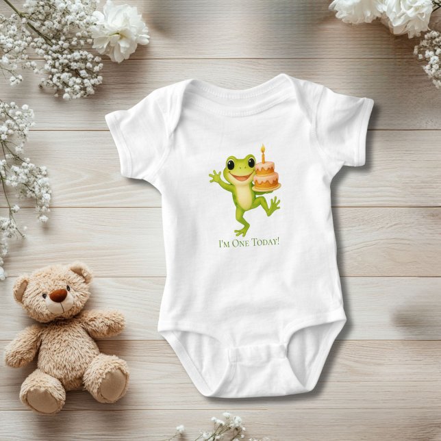 Personalized Frog 1st Birthday Baby Gift Baby Bodysuit (Frog 1st Birthday Baby Body Suit. Personalized.)