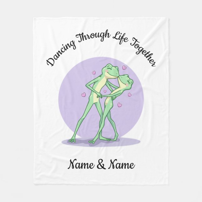 Personalized Frog Couple Fleece Blanket (Front)