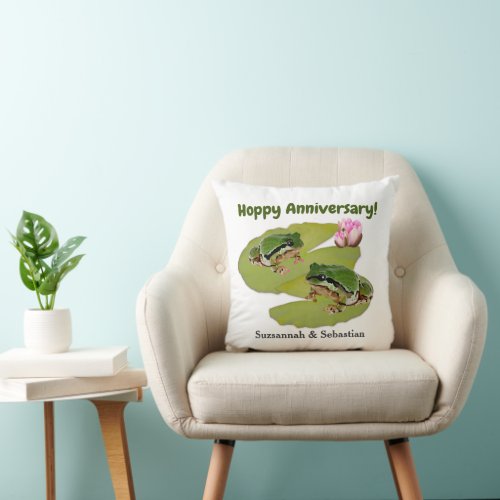 Personalized Frog CouplePhotos on Lily Pads  Throw Pillow