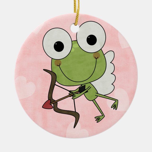 Personalized Frog Cupid Valentine Ornament (Front)