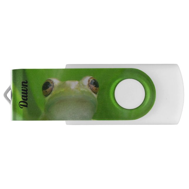 Personalized Frog Eyes Swivel USB Flash Drive (Back)
