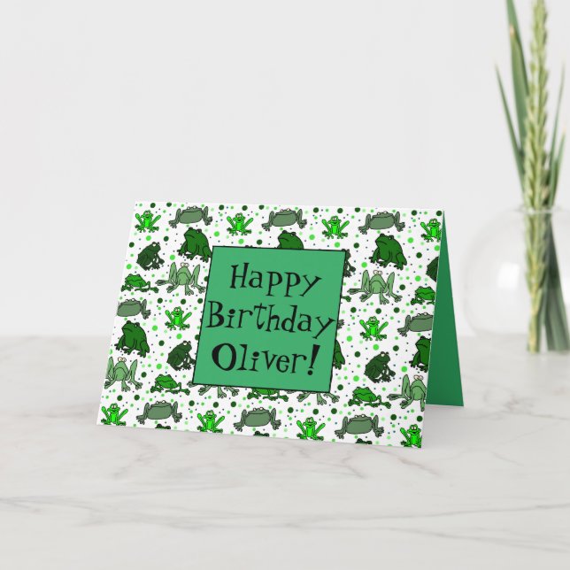 Personalized Frog Greetings Card (Front)