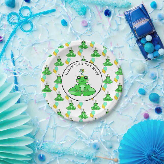 Personalized Frog Happy Birthday Paper Plates (Party)