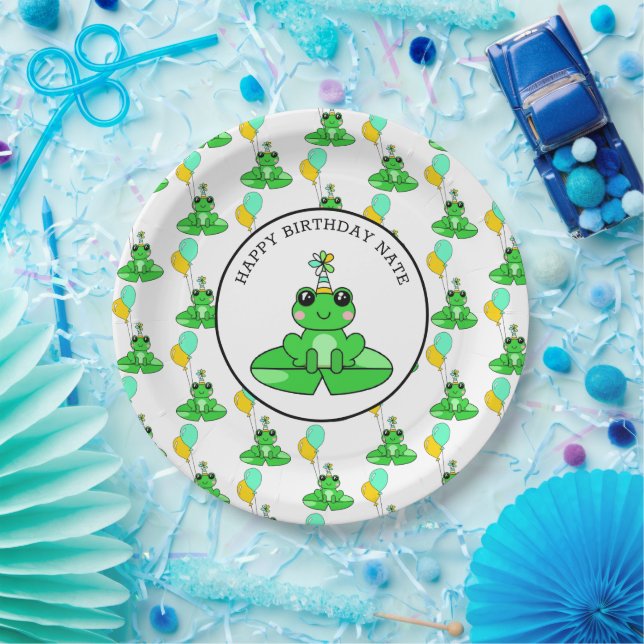 Personalized Frog Happy Birthday Paper Plates (Party)