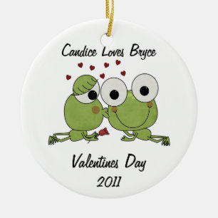 Personalized Frog Kisses Valentine Ornament