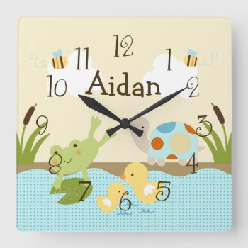 Personalized Frog N The Pond/turtle Nursery Clock by Personalizedbydiane at Zazzle