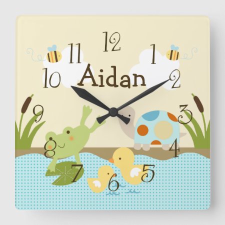 Personalized Frog N The Pond/turtle Nursery Clock