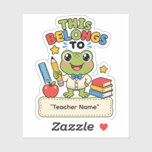 Personalized Frog School Name Sticker