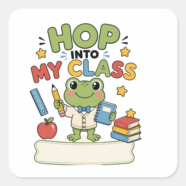 Personalized Frog Teacher Classroom Sticker (Front)