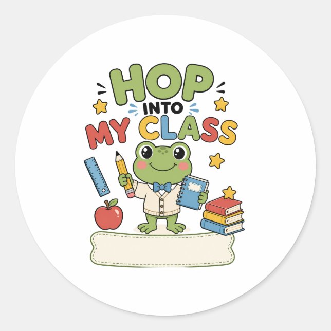 Personalized Frog Teacher Classroom Sticker (Front)