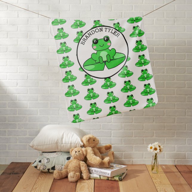 Personalized Frog Themed  Baby Blanket (In Situ)